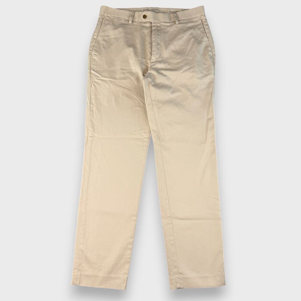 Banana Republic Men’s Slim Fit Chino Pants 33x30 Khaki Stretch Cotton Casual